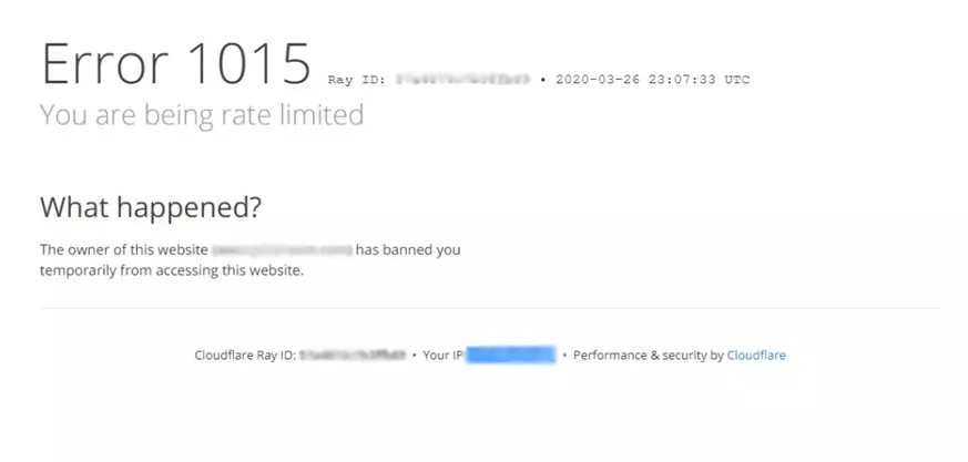 A screenshot of a Cloudflare Error 1015.