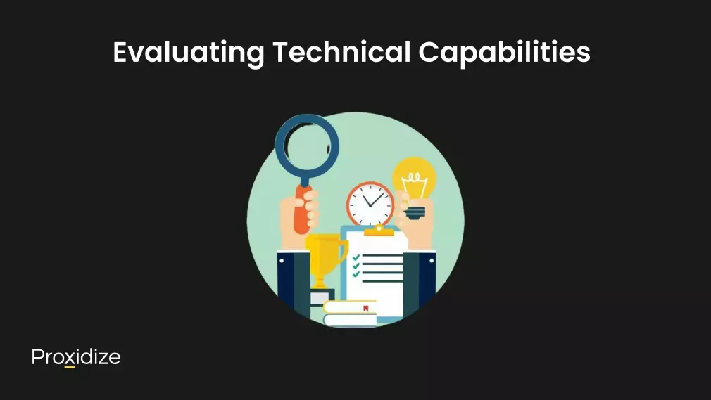 Image of two hands, one holding a lightbulb and one holding a magnifying glass. There is also a clipboard, a clock, a trophy, and two books. Above the image is text reading