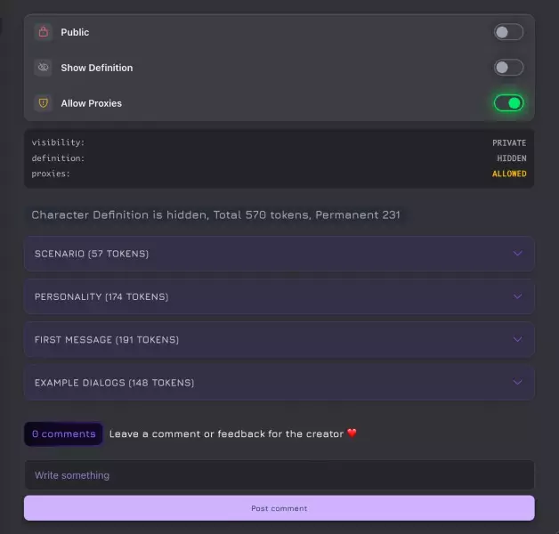 a screenshot of the toggle settins