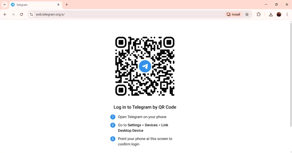 Telegram Web Login Screen