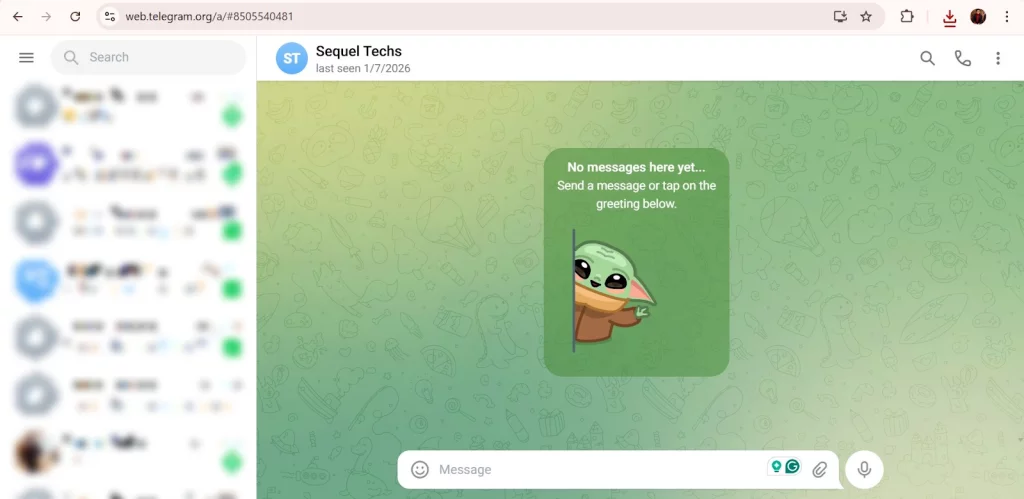 A screenshot of Telegram Web Version