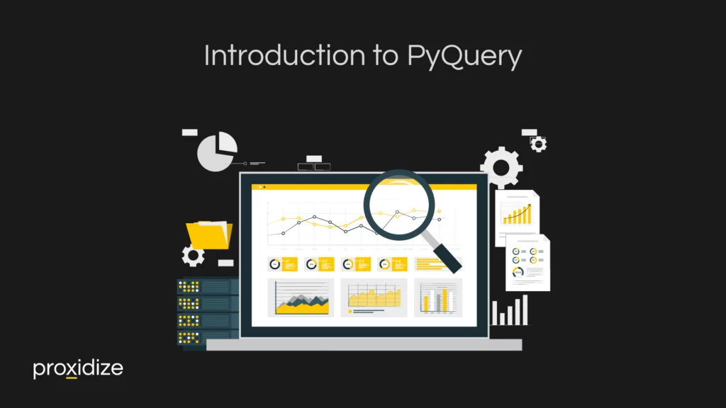 An animated laptop with the title