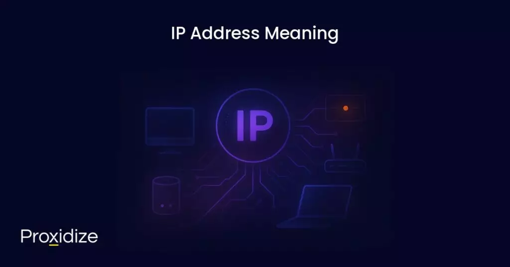 Logo on an IP connected to devices. Text above reads 