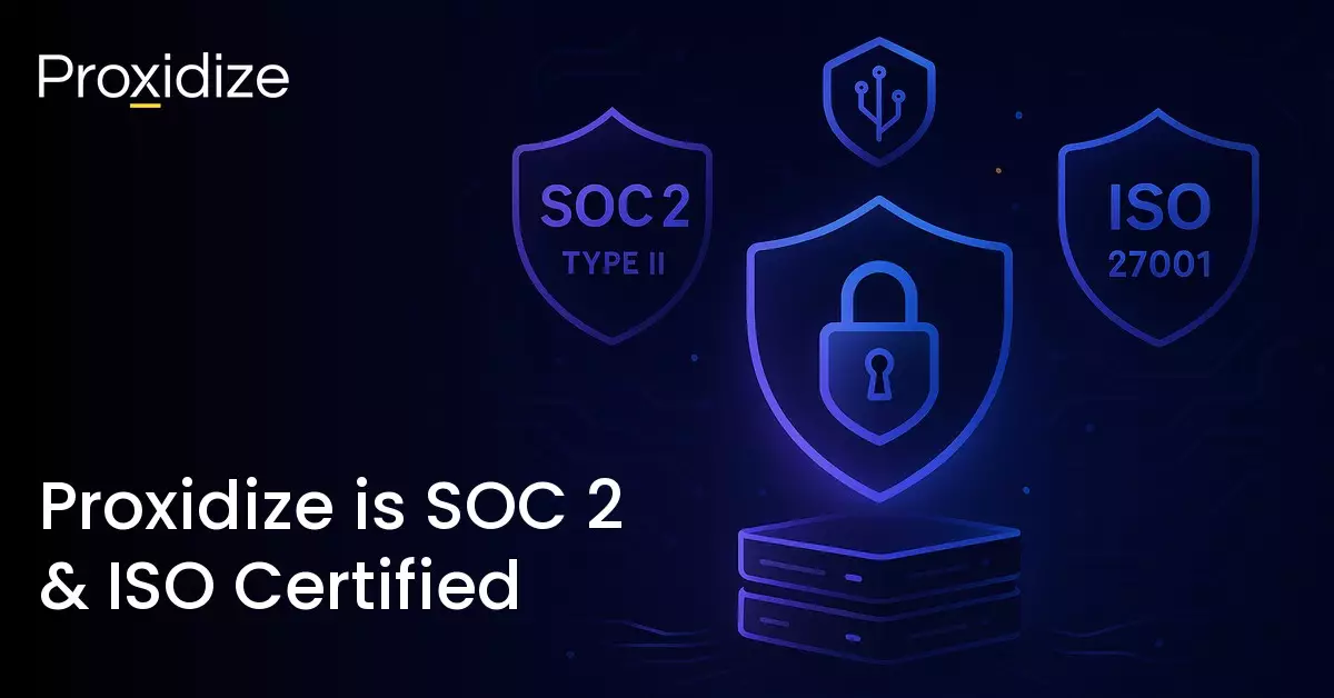 Proxidize SOC 2 Type 2 and ISO 27001 security compliance badges next to the title 