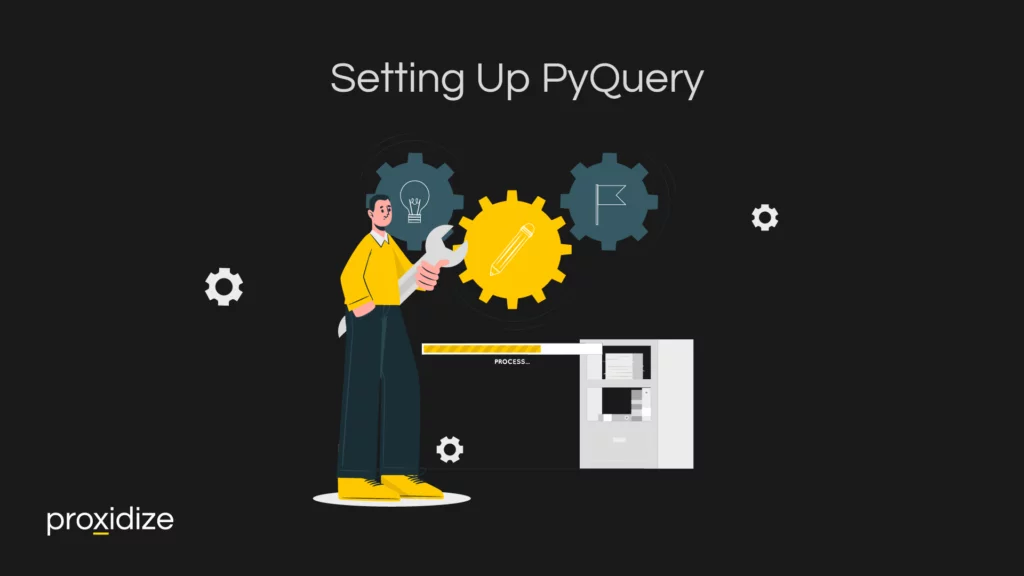 A drawn person works on gears with the title