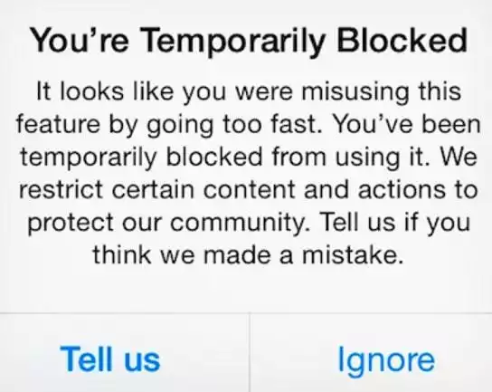 Image of a Temporary Instagram Action Block without an expiration date