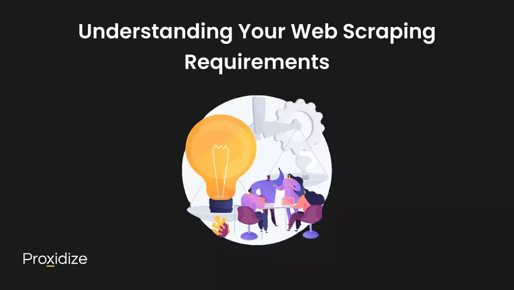 Image of a group of four people on a table next to a giant lightbulb. Text above reads