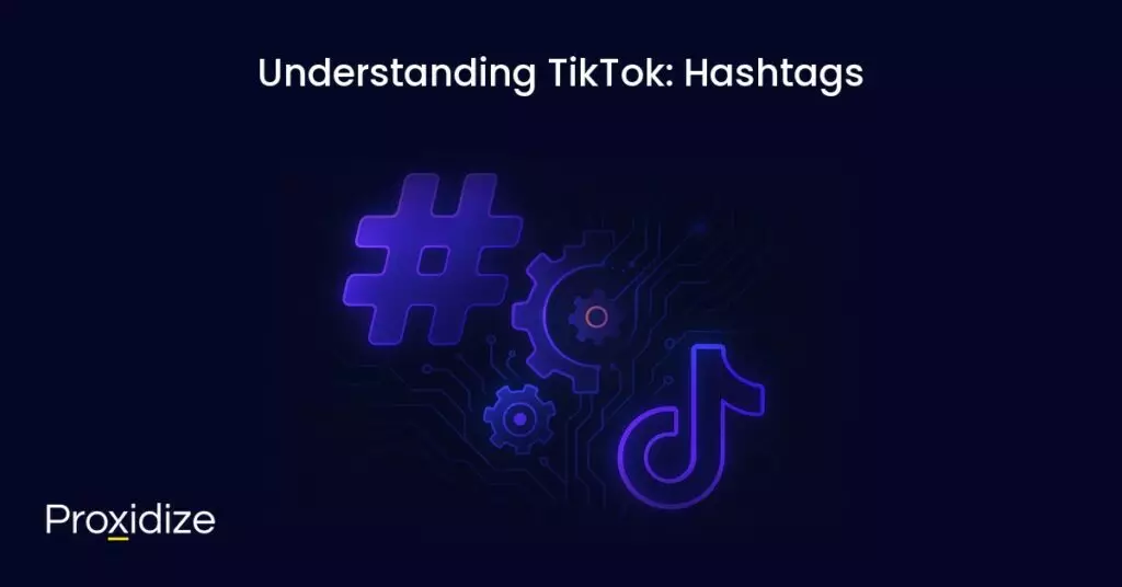 A drawing of hashtags, gears, and the tiktok logo under the title 