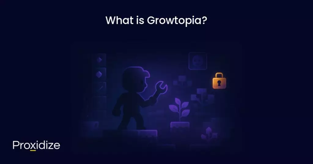 Image of a silhouette of a Growtopia character in the world. Text above reads
