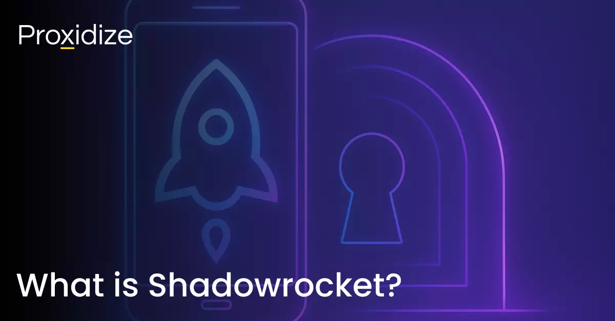 A drawing of a mobile phone with the Shadowrocket logo next to a padlocked tunnel next to the title 