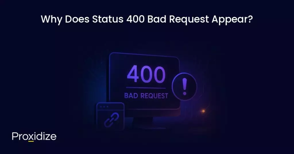 Image of a computer showing 400 Bad Request with an exclamation mark in front of it. Text above reads 