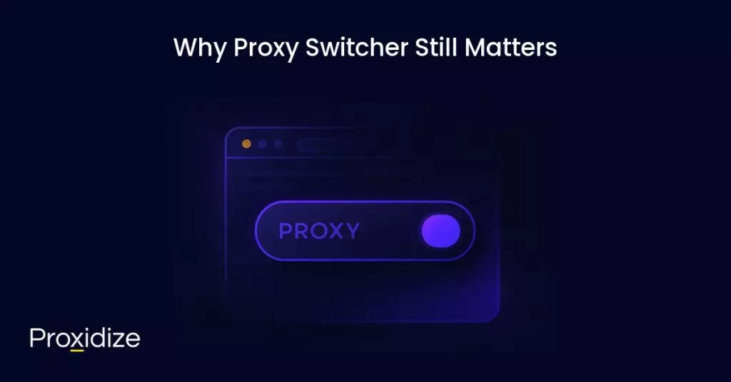 A drawing of a browser window with a proxy button under the title 